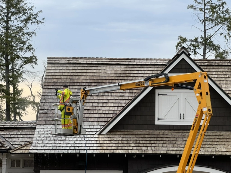 Professional cedar roof cleaning service in Muskoka, Ontario