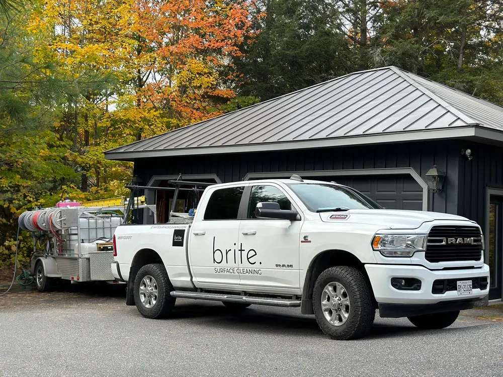 Brite Surface Cleaning branded truck and trailer in Ontario